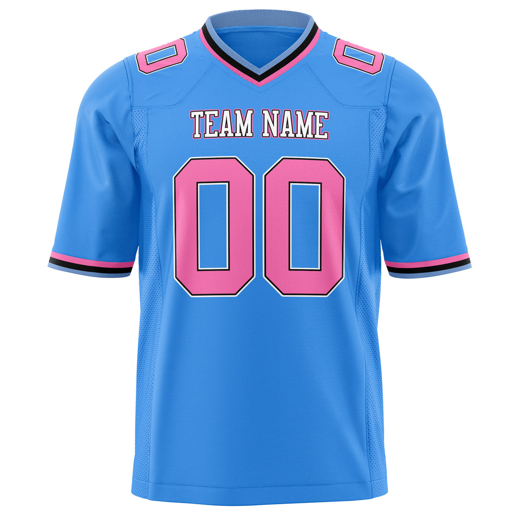 Custom Powder Blue Pink Solid Colour Football Jersey