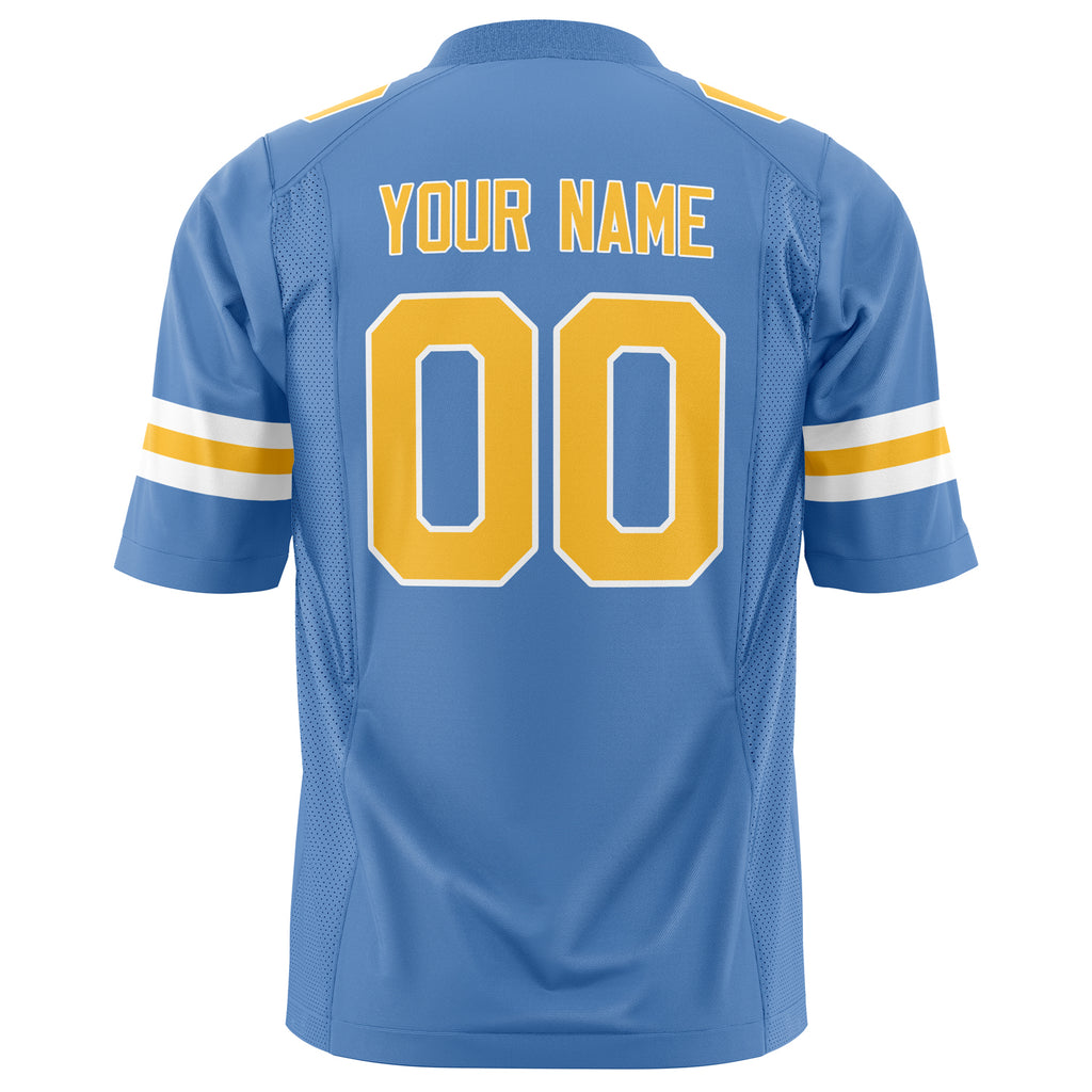 Custom Powder Blue Gold Solid Colour Football Jersey
