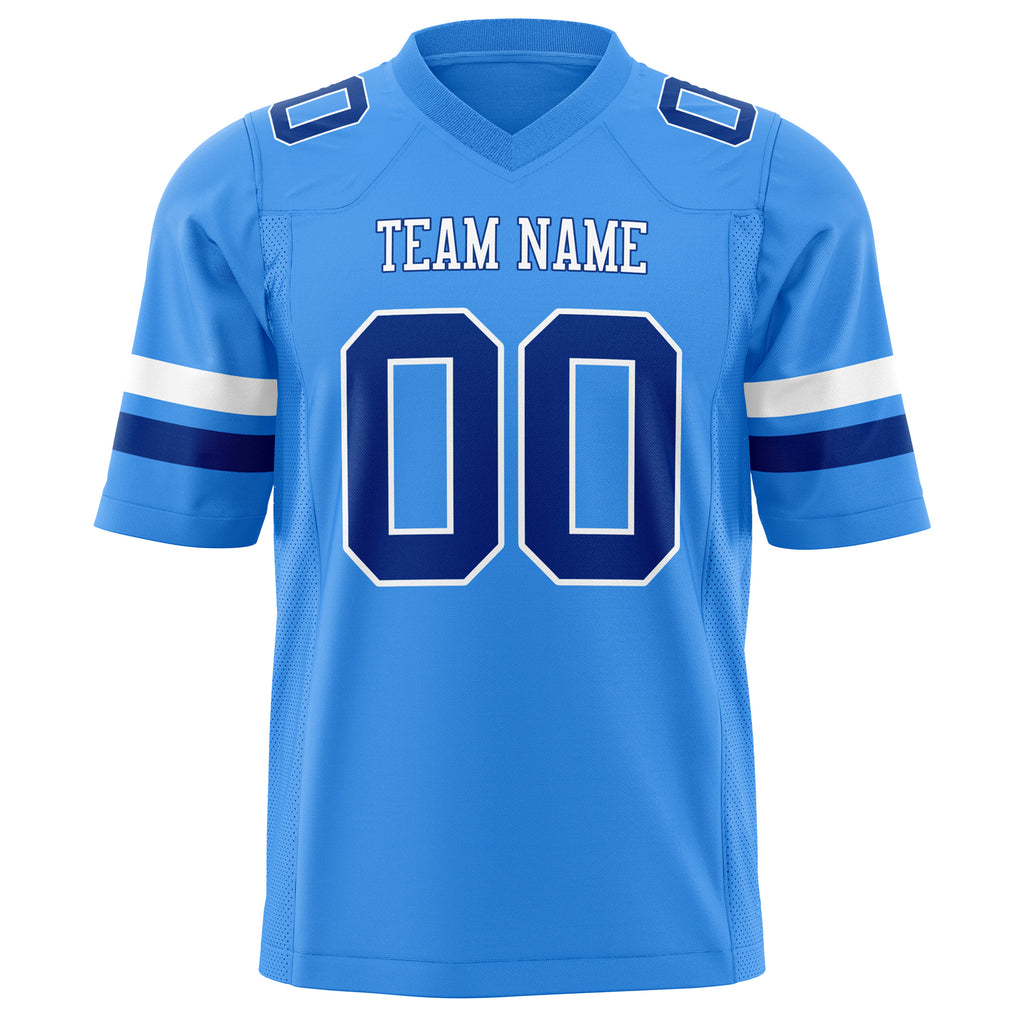 Custom Powder Blue Navy Solid Colour Football Jersey