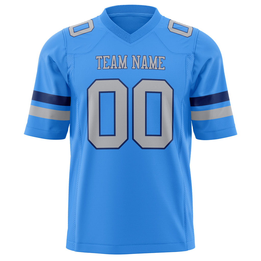 Custom Powder Blue Gray Solid Colour Football Jersey