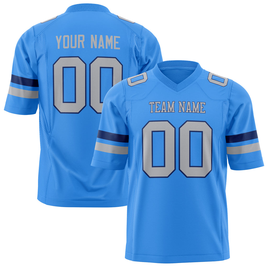 Custom Powder Blue Gray Solid Colour Football Jersey FT01240725PO421