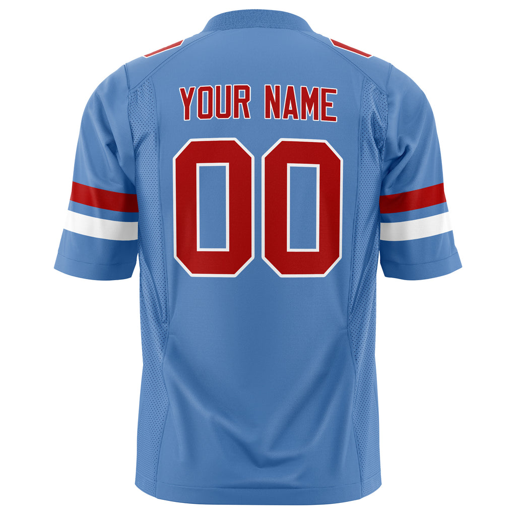 Custom Powder Blue Red Solid Colour Football Jersey
