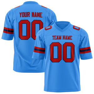 Custom Powder Blue Red Solid Colour Football Jersey FT01240725PO424