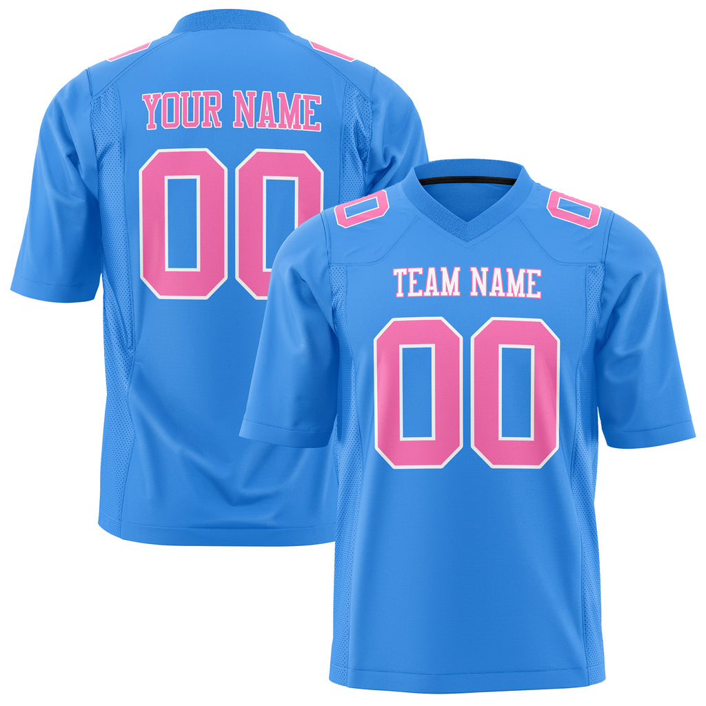 Custom Powder Blue Pink Solid Colour Football Jersey FT01240725PO426