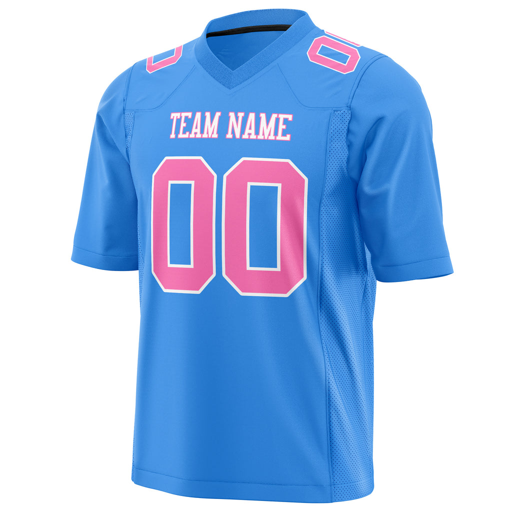 Custom Powder Blue Pink Solid Colour Football Jersey