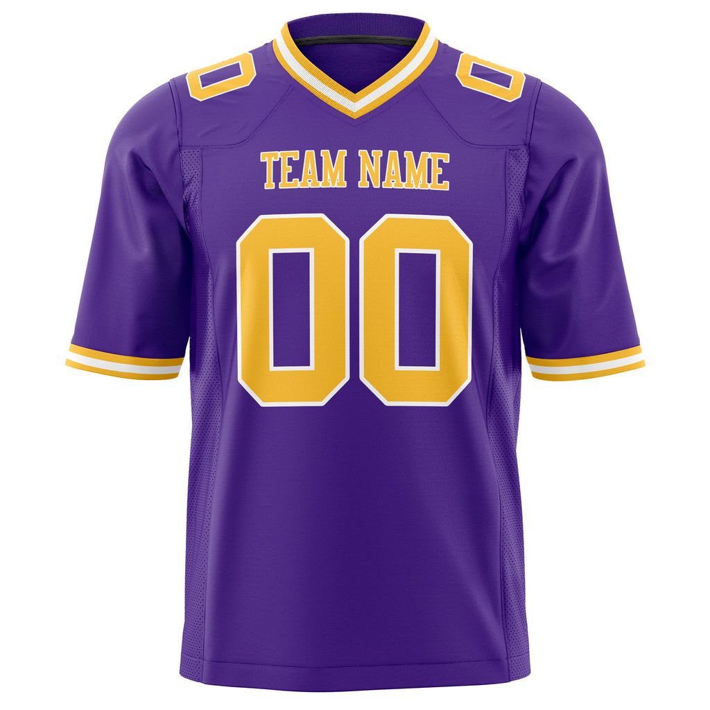 Custom Purple Gold Solid Colour Football Jersey