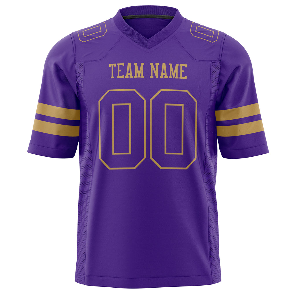 Custom Purple Old Gold Solid Colour Football Jersey