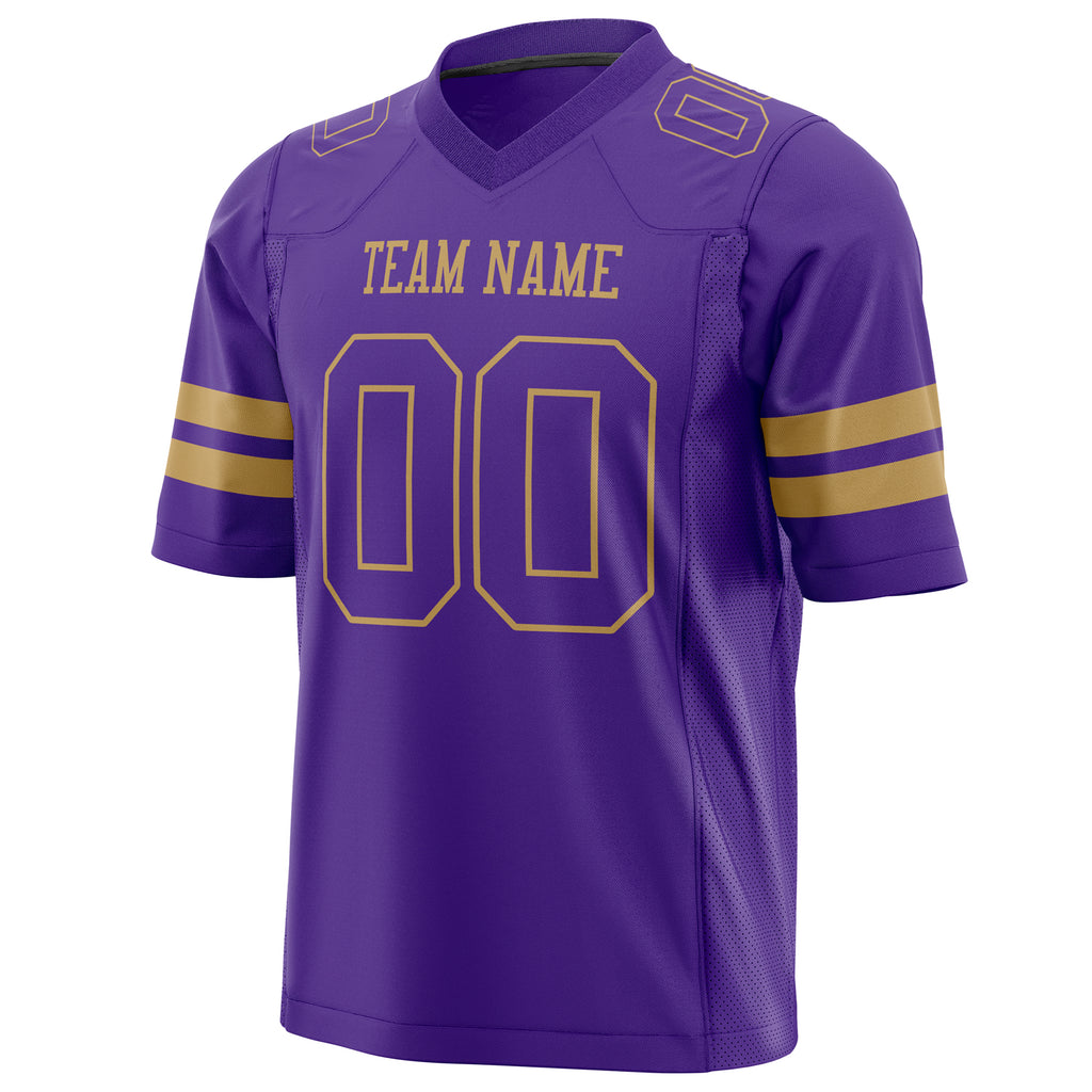 Custom Purple Old Gold Solid Colour Football Jersey