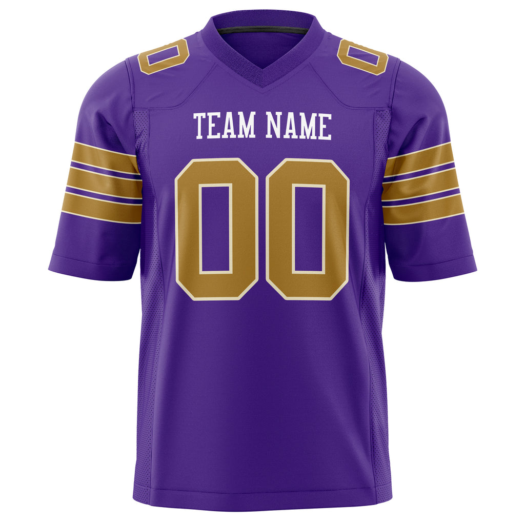 Custom Purple Old Gold Solid Colour Football Jersey