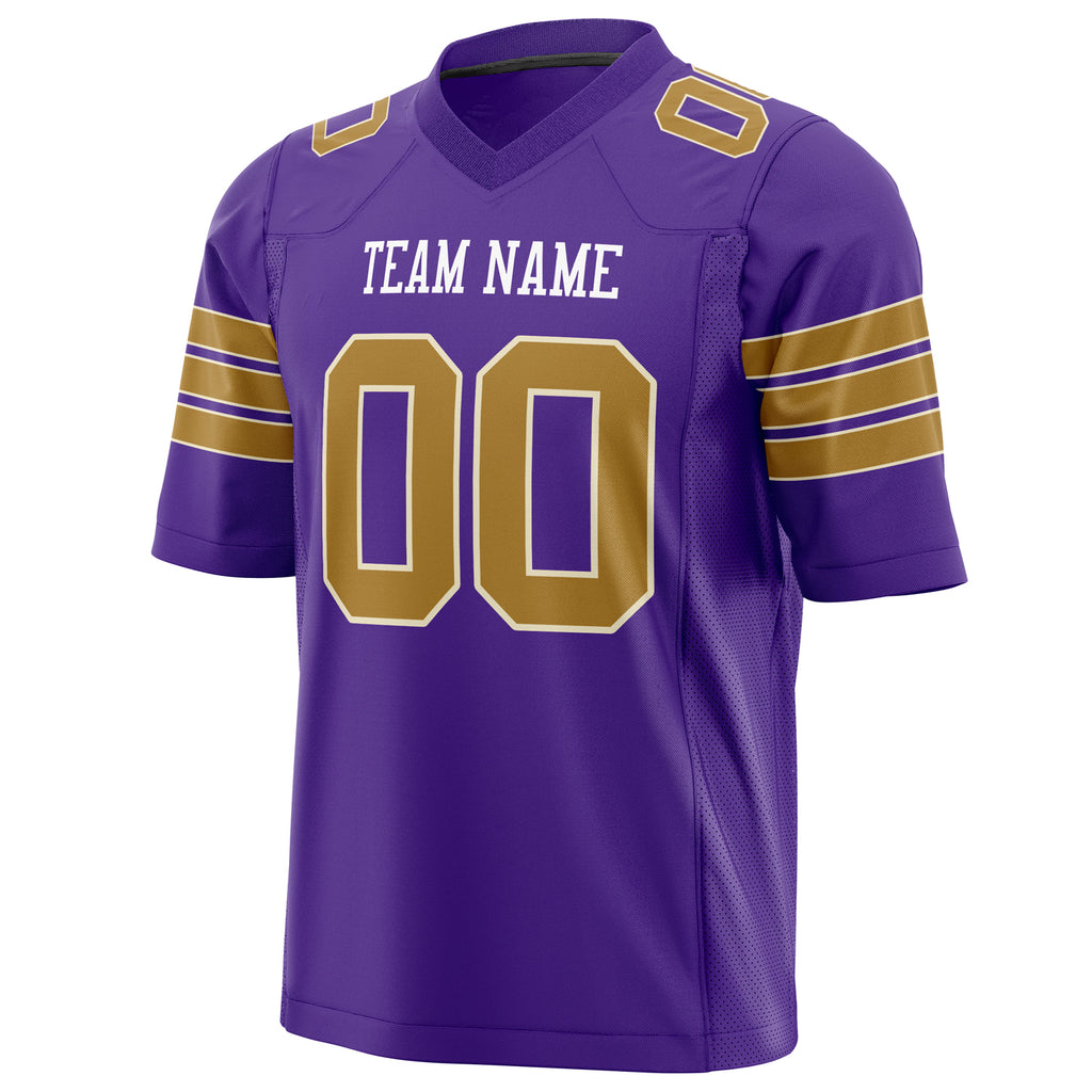 Custom Purple Old Gold Solid Colour Football Jersey