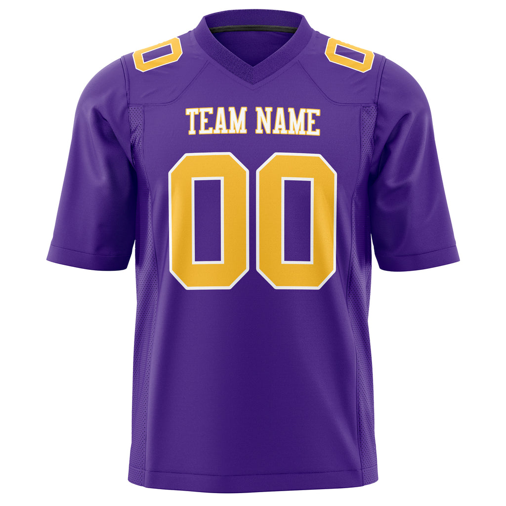 Custom Purple Gold Solid Colour Football Jersey