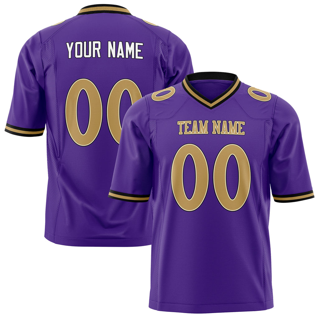 Custom Purple Old Gold Solid Colour Football Jersey FT01240725PU439