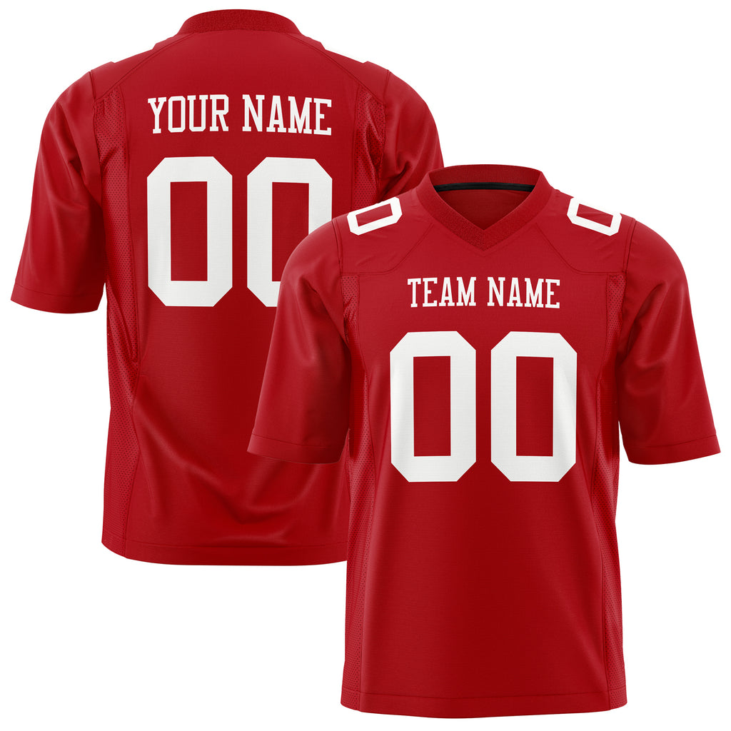 Custom Red White Solid Colour Football Jersey FT01240725RE447