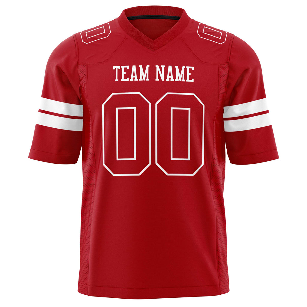 Custom Red White Solid Colour Football Jersey