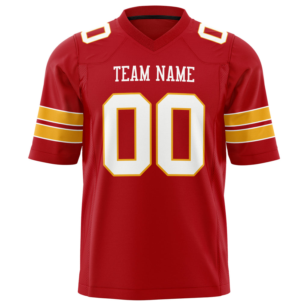 Custom Red White Solid Colour Football Jersey