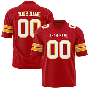 Custom Red White Solid Colour Football Jersey FT01240725RE453