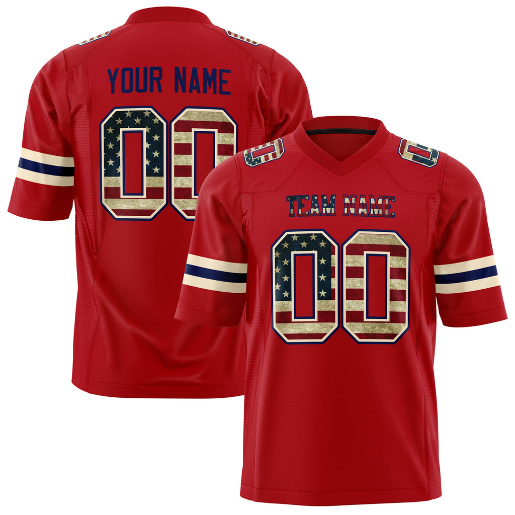 Custom Red Cream Solid Colour Football Jersey FT01240725RE456