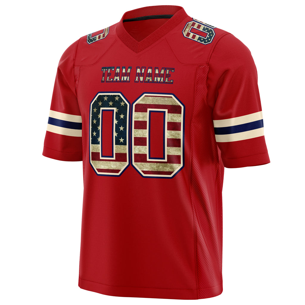 Custom Red Cream Solid Colour Football Jersey