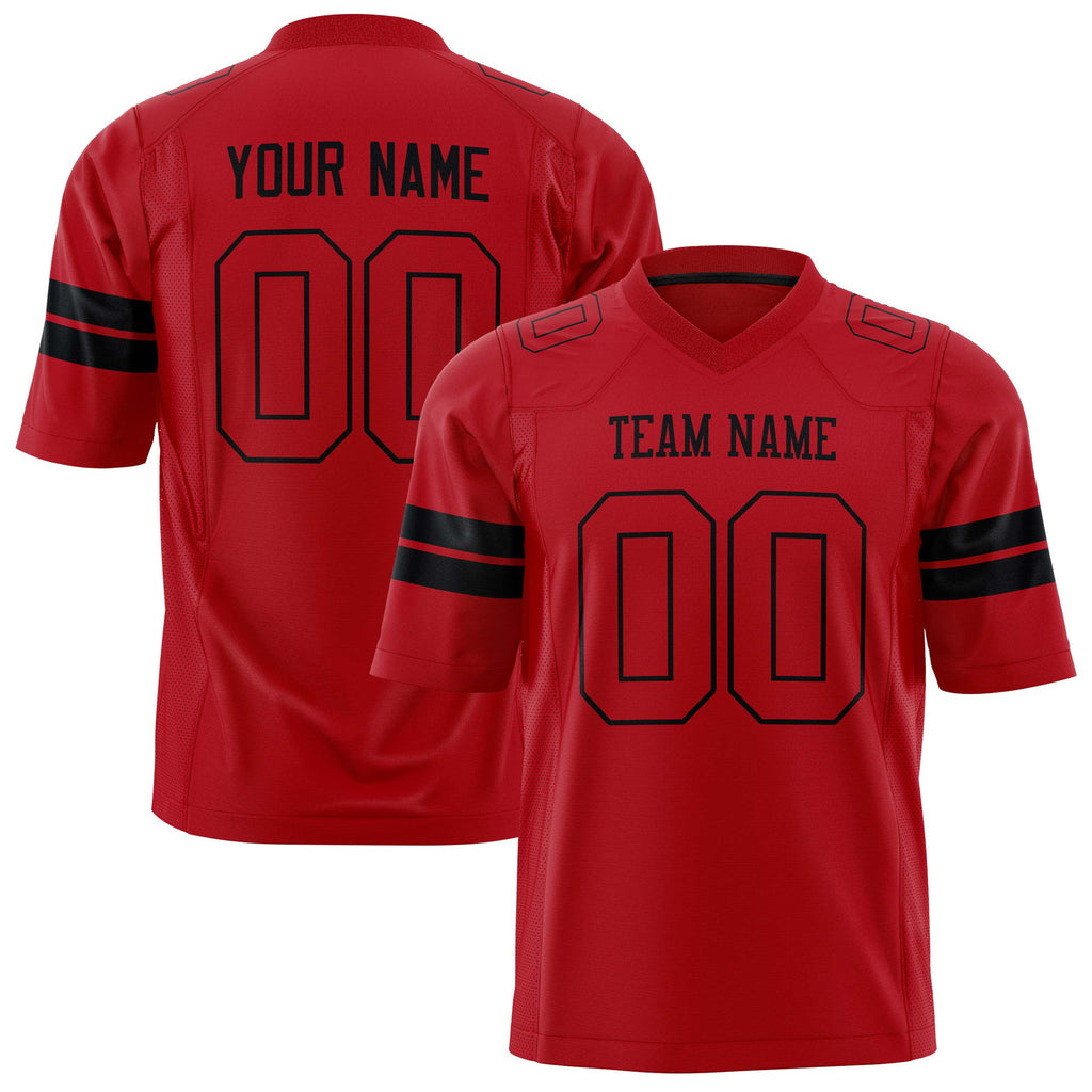 Custom Red Black Solid Colour Football Jersey FT01240725RE460