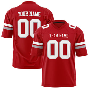 Custom Red White Solid Colour Football Jersey FT01240725RE461