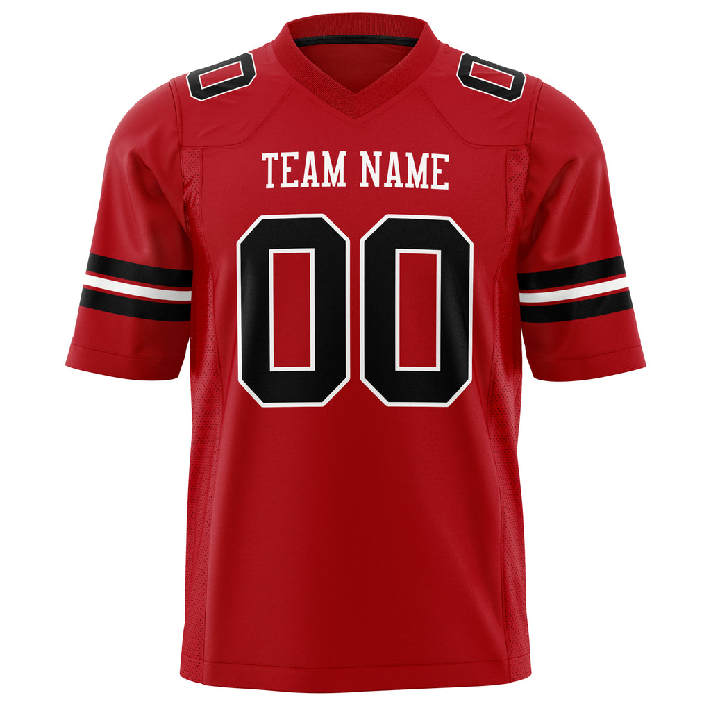 Custom Red Black Solid Colour Football Jersey