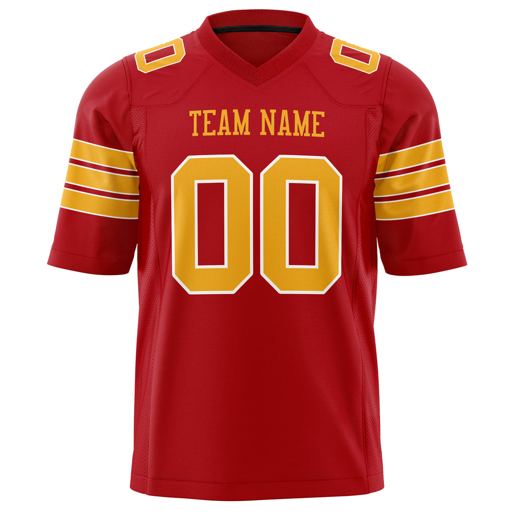 Custom Red Gold Solid Colour Football Jersey