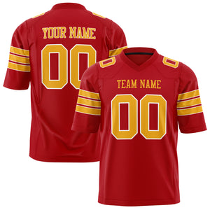 Custom Red Gold Solid Colour Football Jersey FT01240725RE466