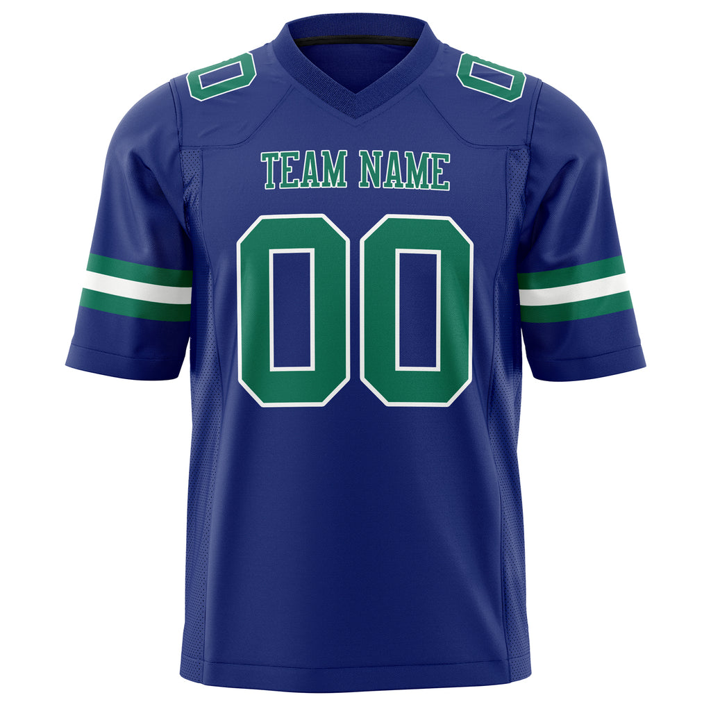 Custom Royal Kelly Green Solid Colour Football Jersey