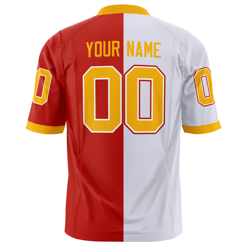 Custom Scarlet White spilt Football Jersey