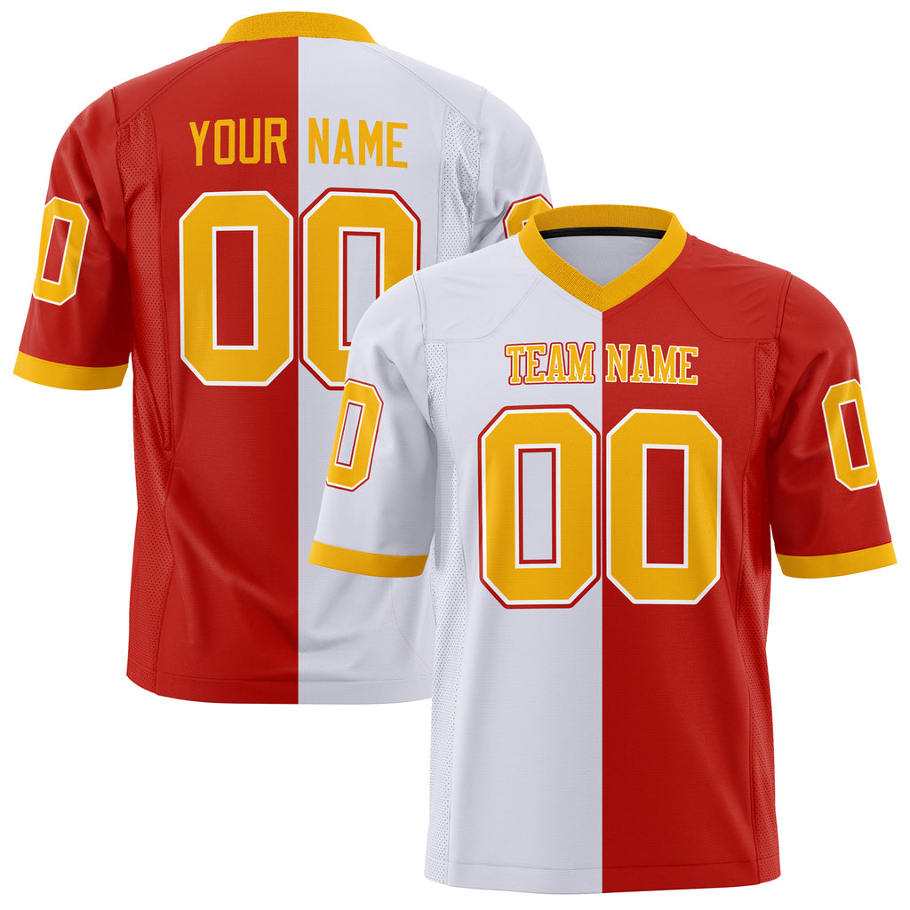Custom Scarlet White spilt Football Jersey FT01240725SC488