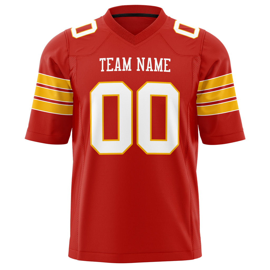 Custom Scarlet White Solid Colour Football Jersey