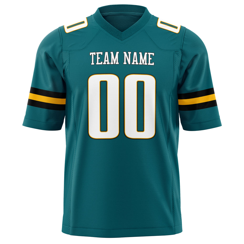 Custom Teal White Solid Colour Football Jersey