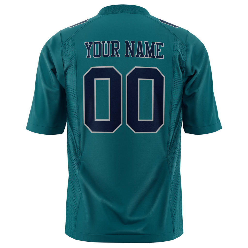 Custom Teal Navy Solid Colour Football Jersey