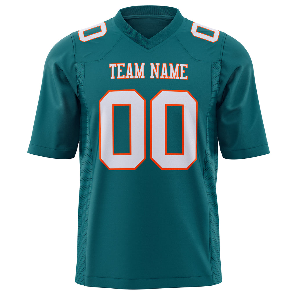 Custom Teal White Solid Colour Football Jersey