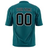 Custom Teal Black Solid Colour Football Jersey
