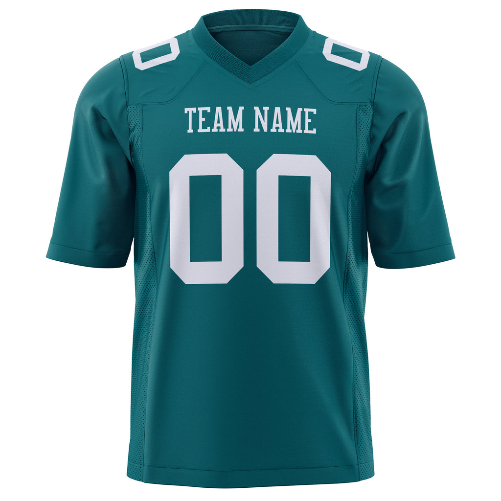 Custom Teal White Solid Colour Football Jersey
