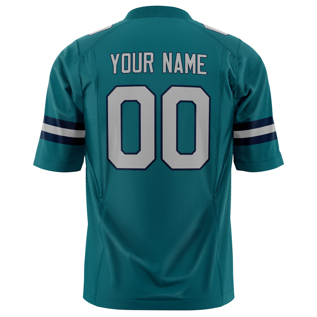 Custom Teal Gray Solid Colour Football Jersey
