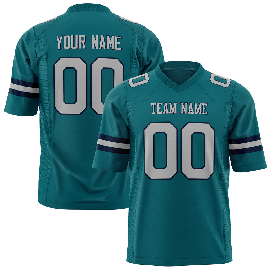 Custom Teal Gray Solid Colour Football Jersey FT01240725TE511