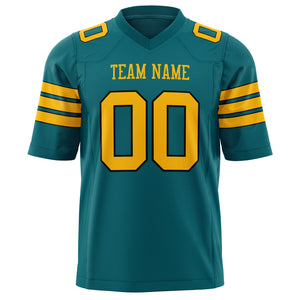 Custom Teal Gold Solid Colour Football Jersey