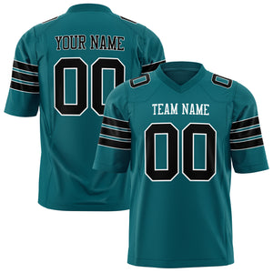 Custom Teal Black Solid Colour Football Jersey FT01240725TE513