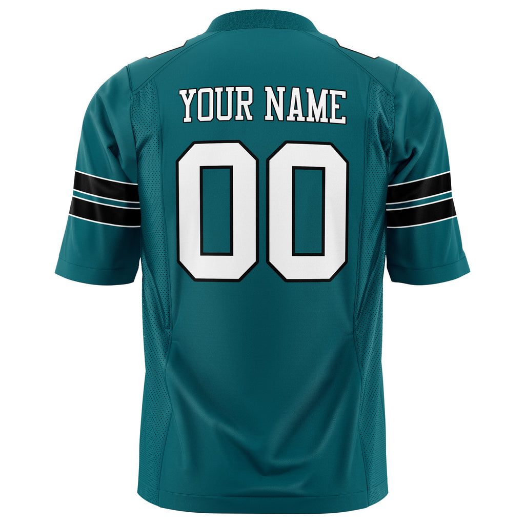 Custom Teal White Solid Colour Football Jersey