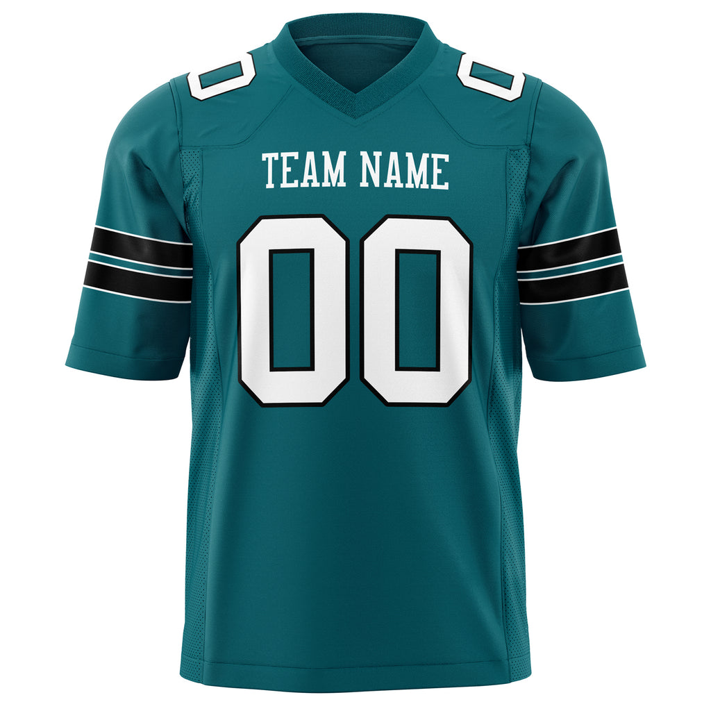 Custom Teal White Solid Colour Football Jersey