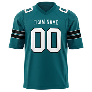 Custom Teal White Solid Colour Football Jersey