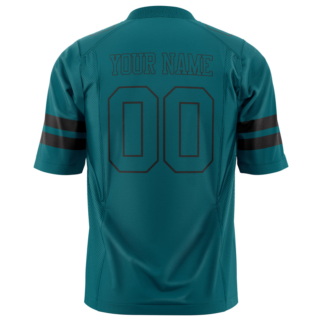 Custom Teal Black Solid Colour Football Jersey