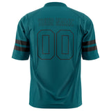 Custom Teal Black Solid Colour Football Jersey