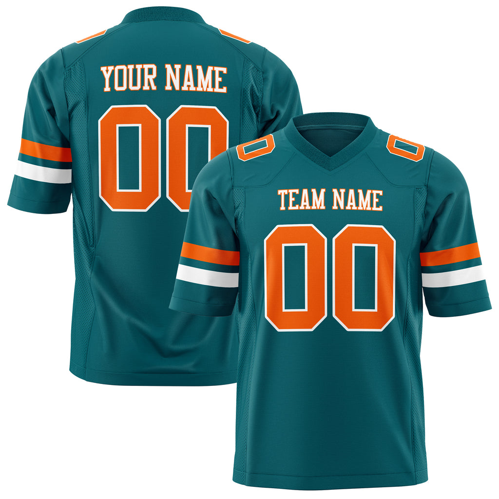 Custom Teal Orange Solid Colour Football Jersey FT01240725TE518