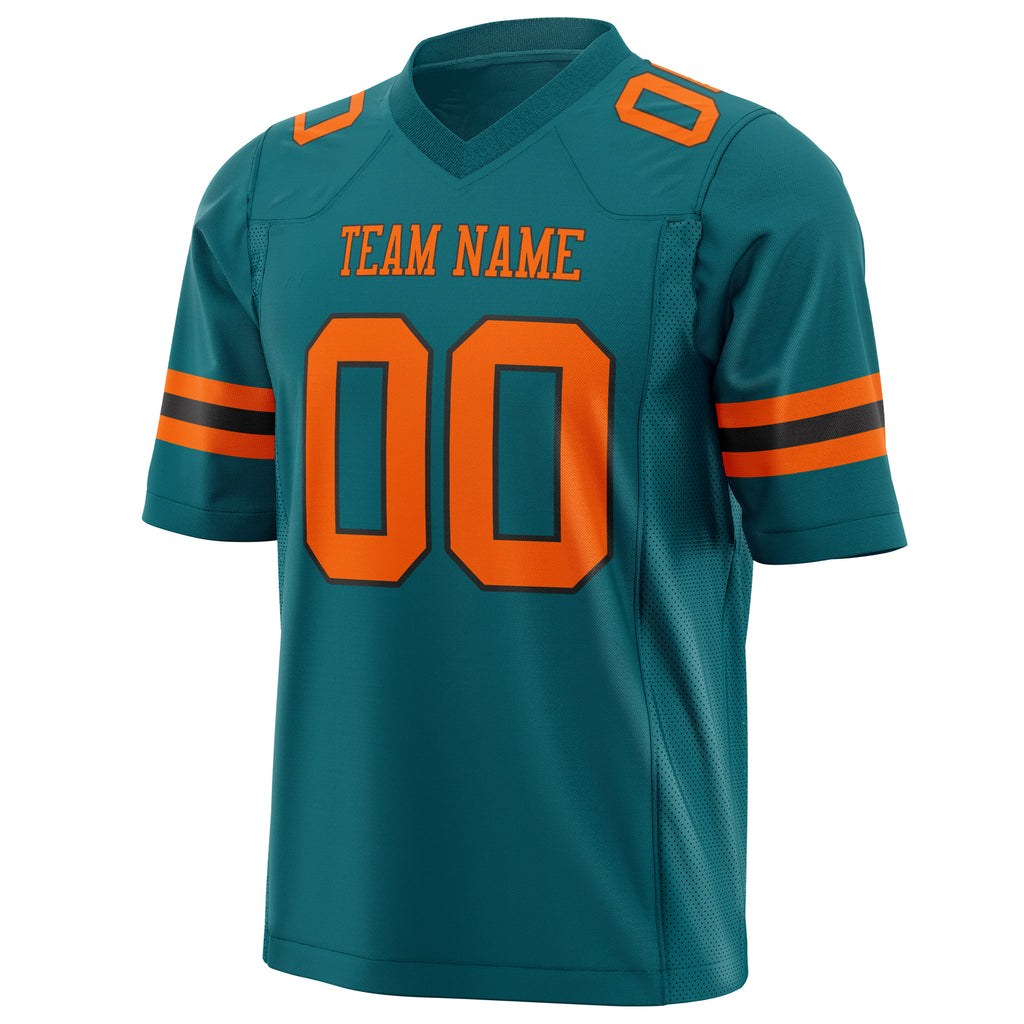 Custom Teal Orange Solid Colour Football Jersey