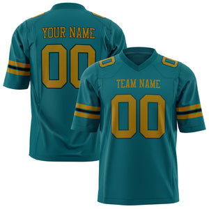 Custom Teal Old Gold Solid Colour Football Jersey FT01240725TE521