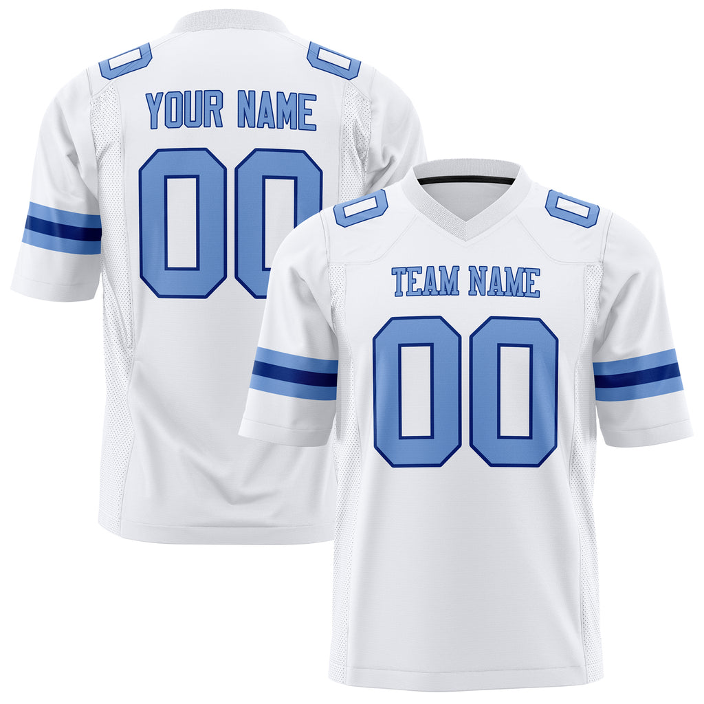Custom White Light Blue Solid Colour Football Jersey FT01240725WH527