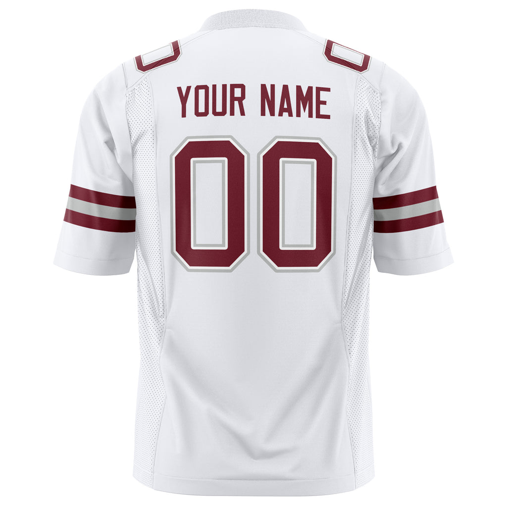 Custom White Maroon Solid Colour Football Jersey